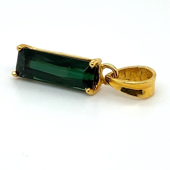 Green Tourmaline 3.10ct Solid 18K Yellow Gold Pendant - Picture 4 of 9